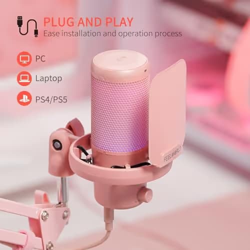 FEELWORLD VM1 USB Condenser Microphone - Pink image