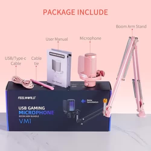 FEELWORLD VM1 USB Condenser Microphone - Pink image