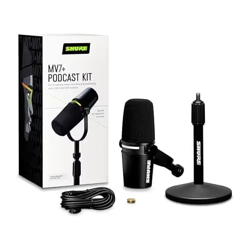 Shure MV7+ Podcast Dynamic Microphone with Stand - Black image