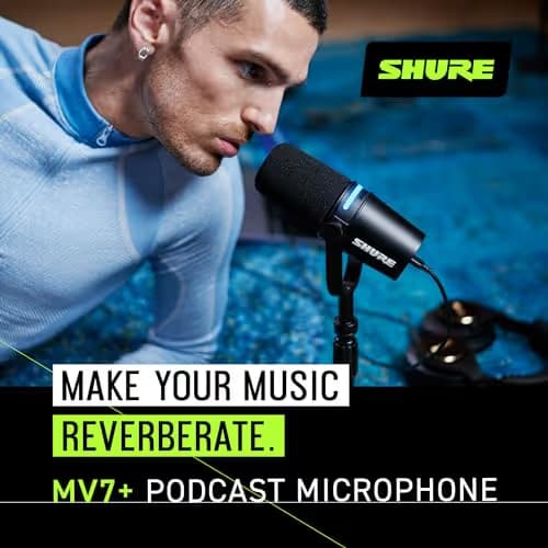 Shure MV7+ Podcast Dynamic Microphone with Stand - Black image