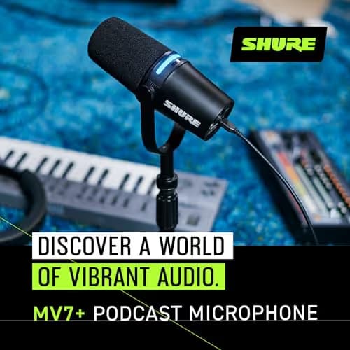 Shure MV7+ Podcast Dynamic Microphone with Stand - Black image