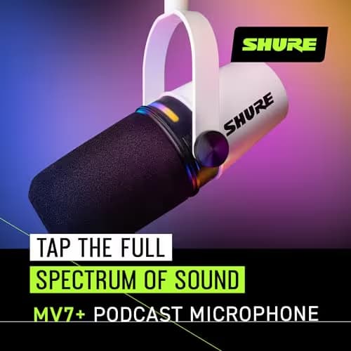 Shure MV7+ Podcast Dynamic Microphone - White image