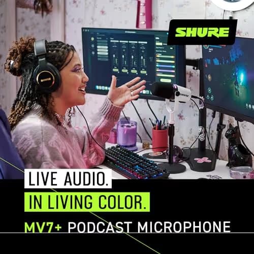 Shure MV7+ Podcast Dynamic Microphone - White image