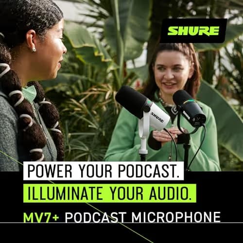 Shure MV7+ Podcast Dynamic Microphone - White image