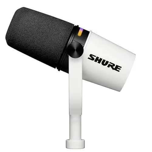 Shure MV7+ Podcast Dynamic Microphone - White image