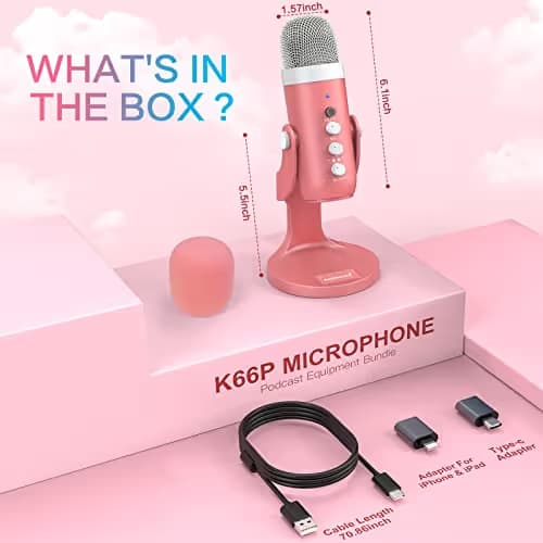 ZealSound USB Microphone K66 Pearlescent Pink image