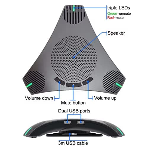 USB Conference Speaker and Microphone with USB Hub image