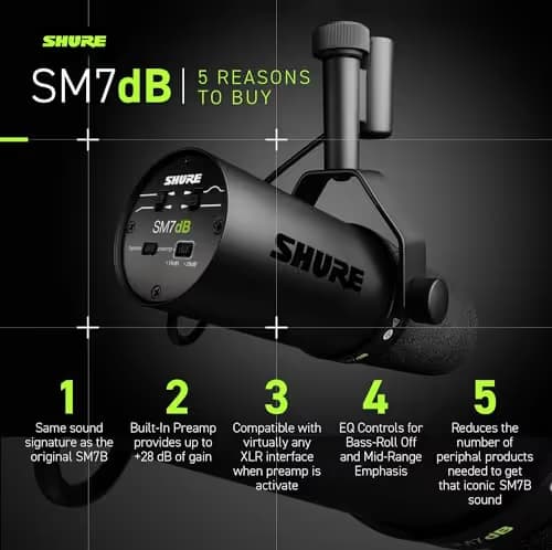 Shure SM7dB Dynamic Vocal Microphone image