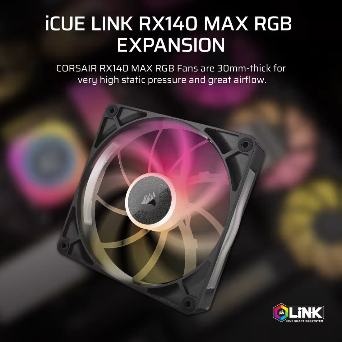 Corsair iCUE LINK RX140 MAX 140mm PWM Thick Fan Black image