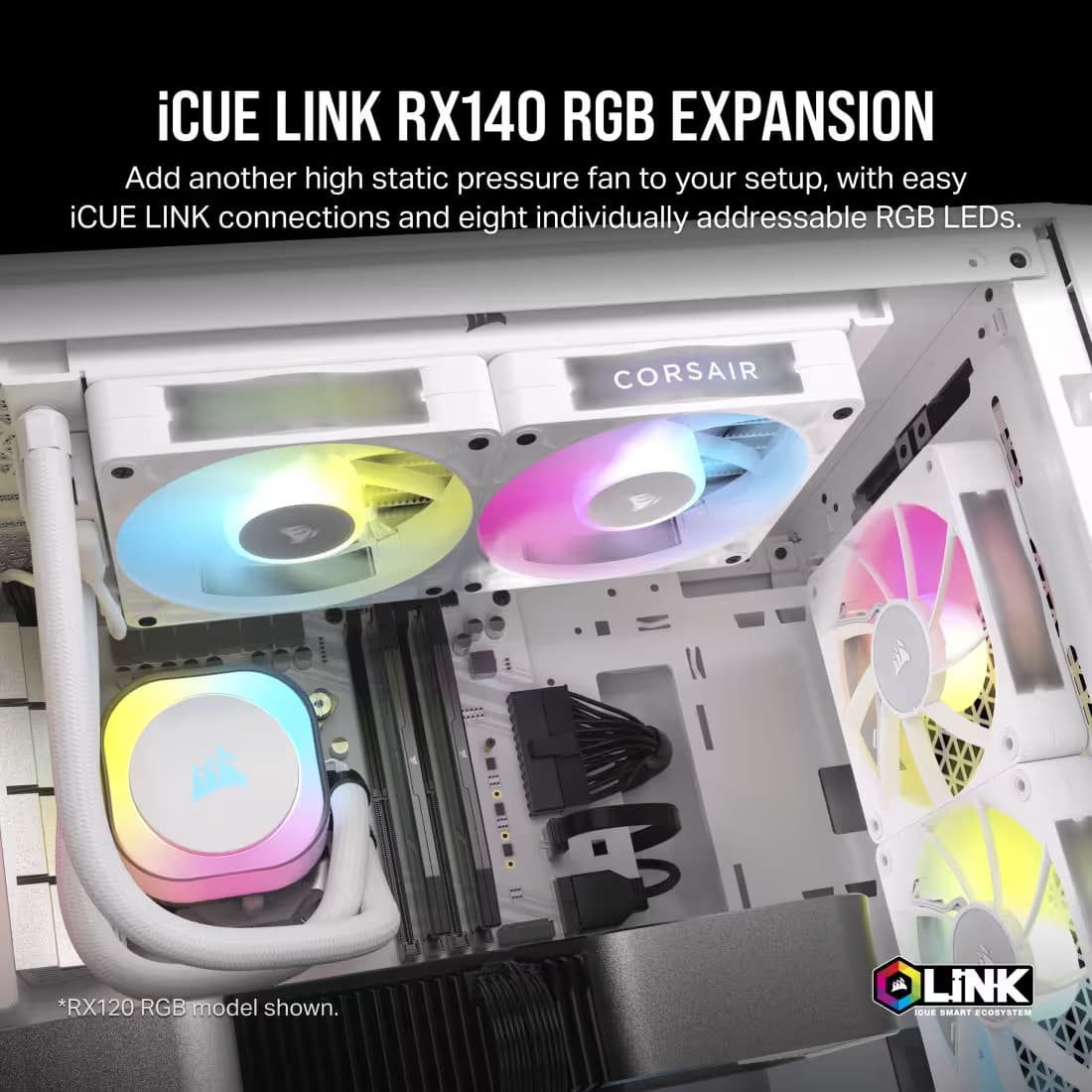 Corsair iCUE LINK RX140 140mm White RGB PWM 1-Pack image