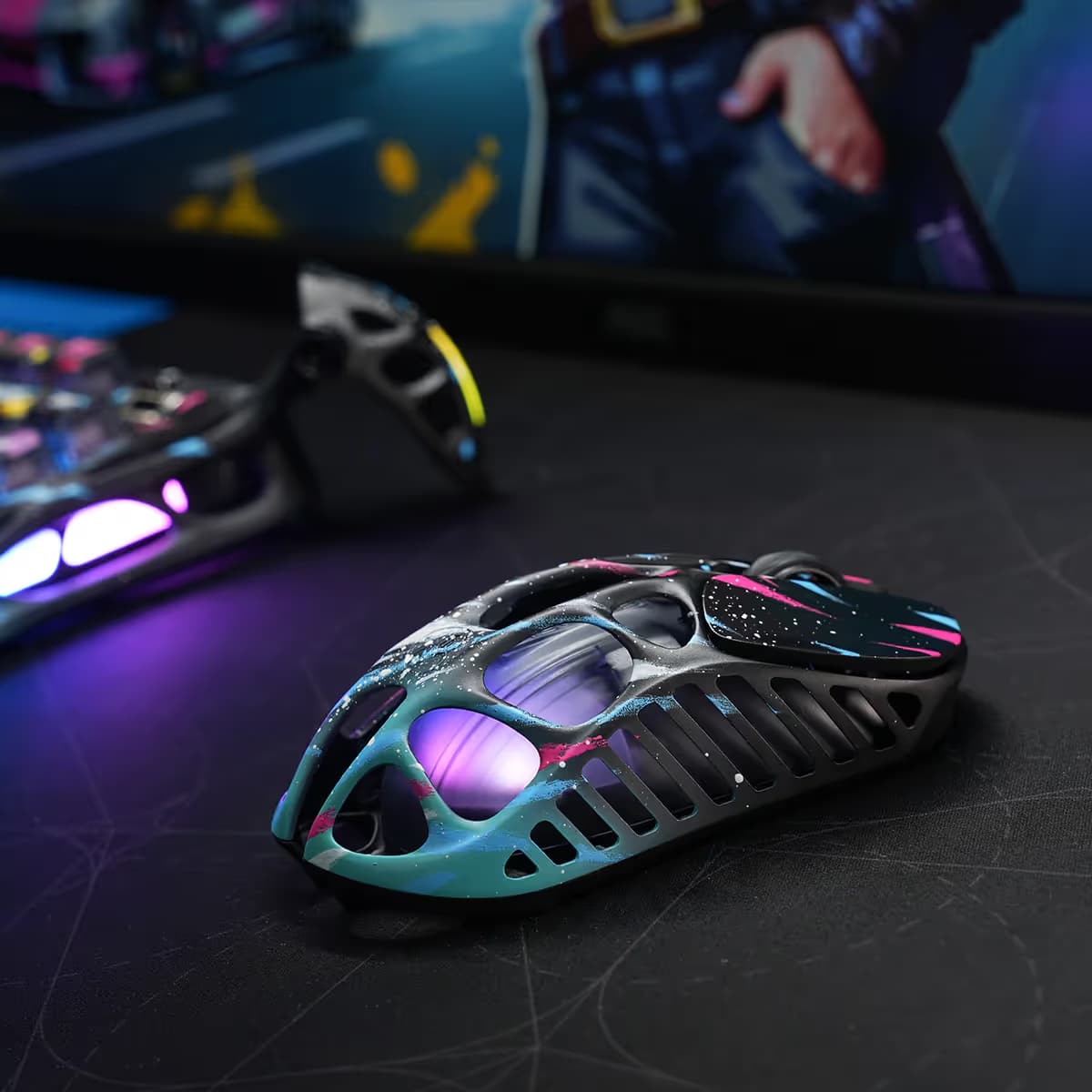 GravaStar Mercury X Pro Neon Grafitti 8KHz Wireless Gaming Mouse image