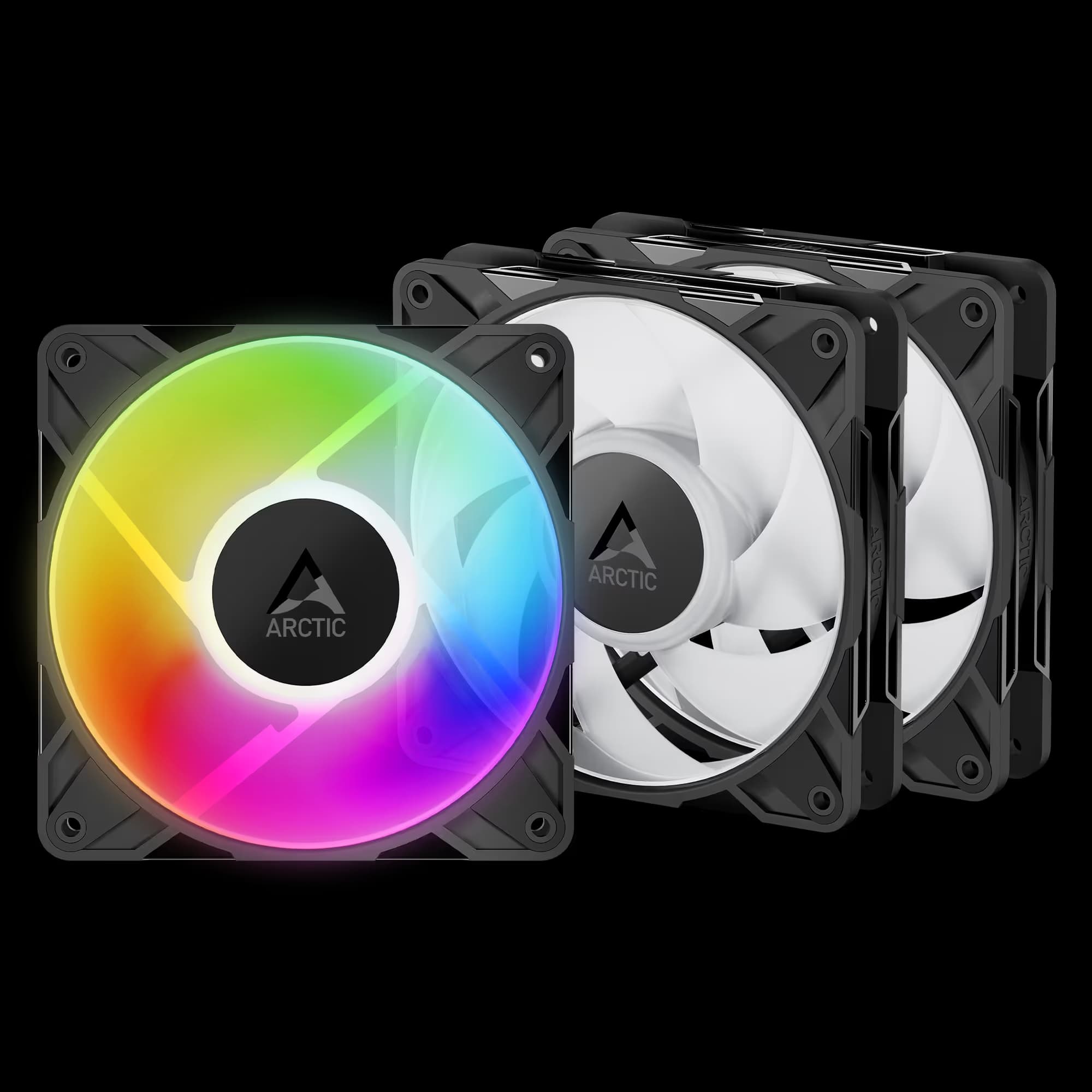 Arctic P12 Pro 120 ARGB PWM Black Reverse Blade Pack of 3 image