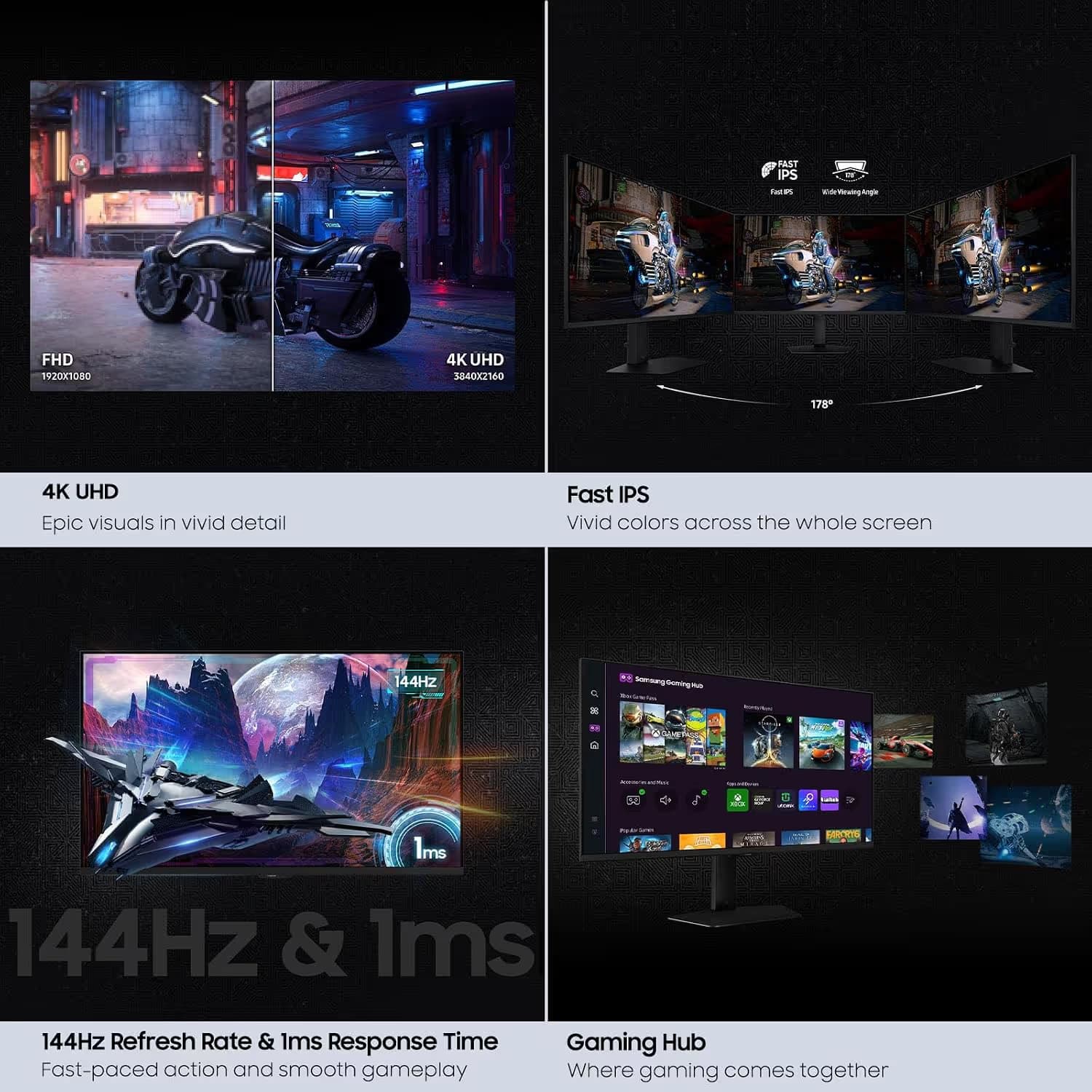 Samsung Odyssey G7 G70D 32-inch 4K UHD 144Hz Smart Gaming Monitor LS32DG702ENXZA image