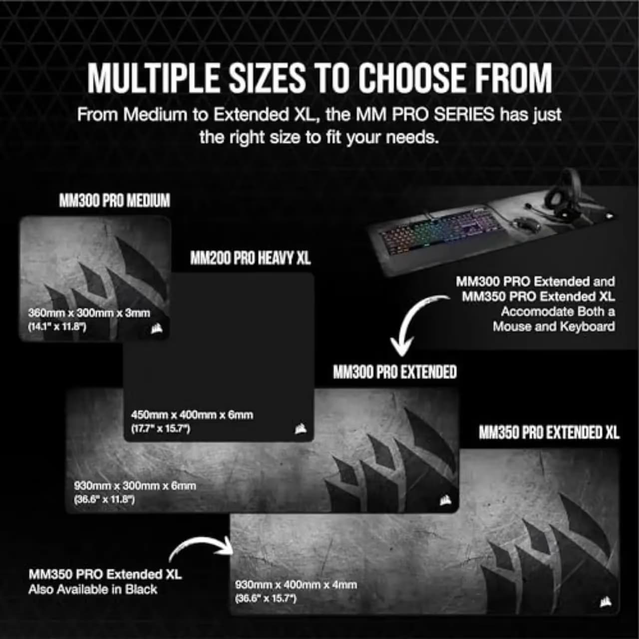 CORSAIR MM300 Anti-Fray Cloth Gaming Mouse Pad - Extended image