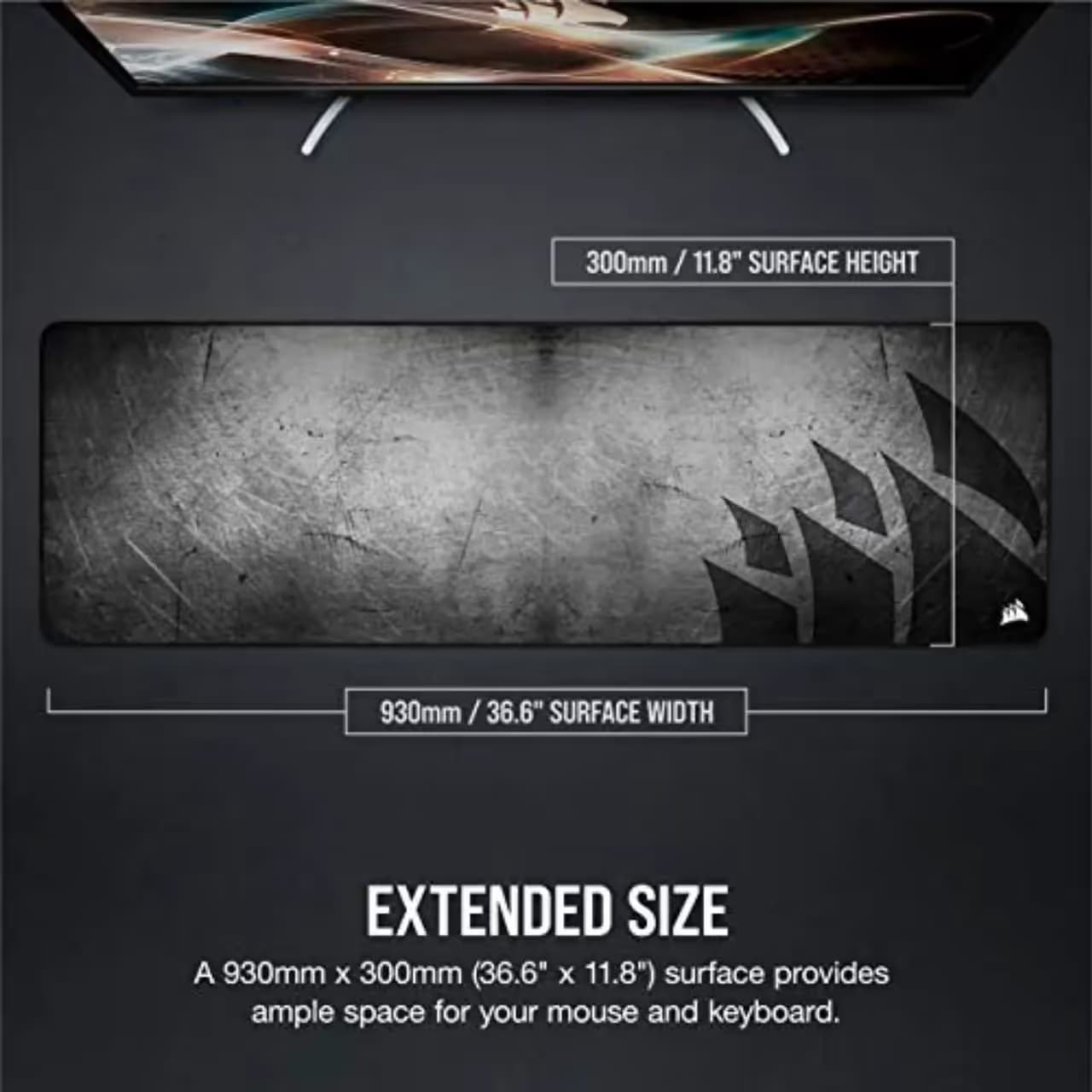 CORSAIR MM300 Anti-Fray Cloth Gaming Mouse Pad - Extended image