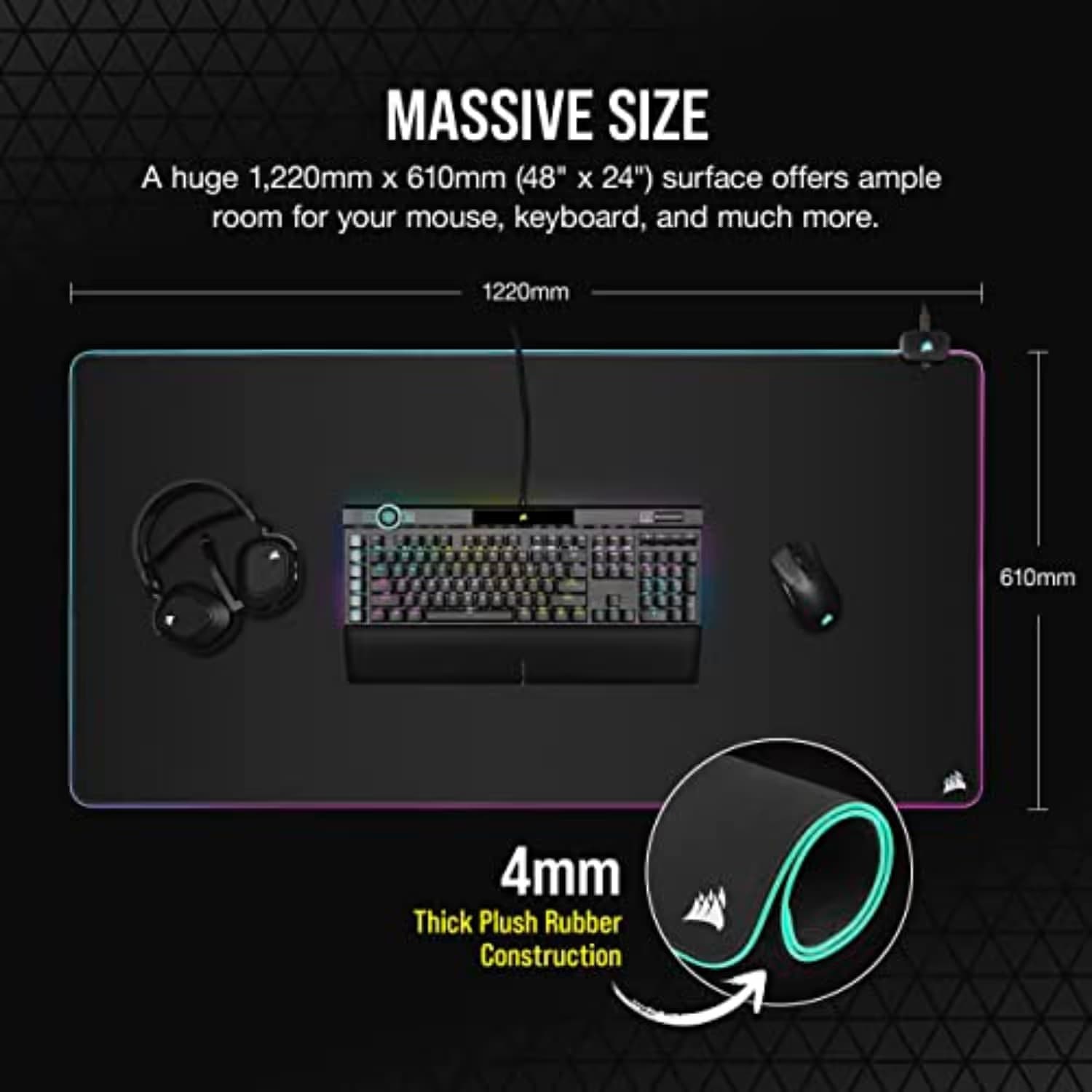 CORSAIR MM700 RGB Extended 3XL Cloth Gaming Mouse Pad / Desk Mat image