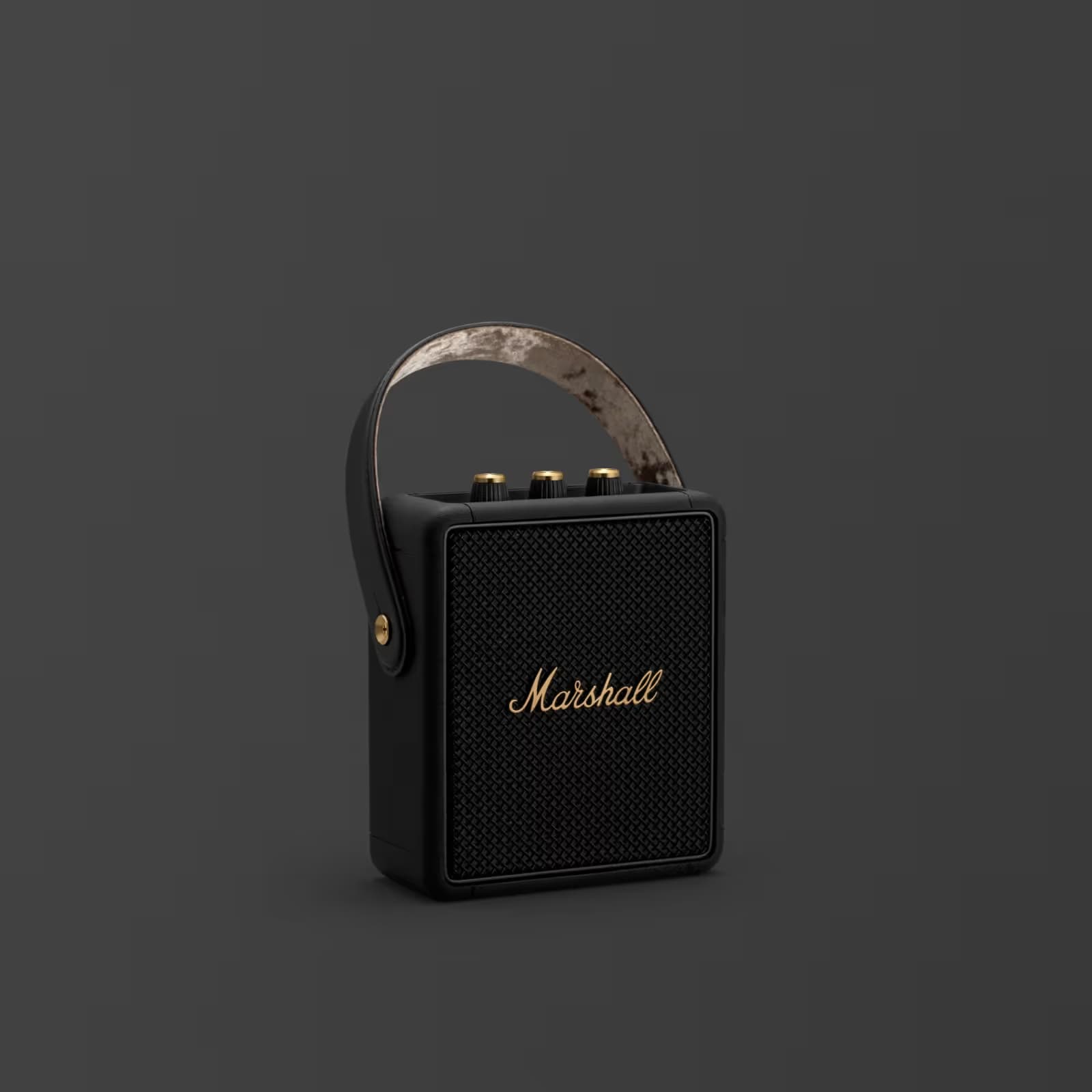 Marshall Stockwell II Portable Bluetooth Speaker, Black/Brass main image