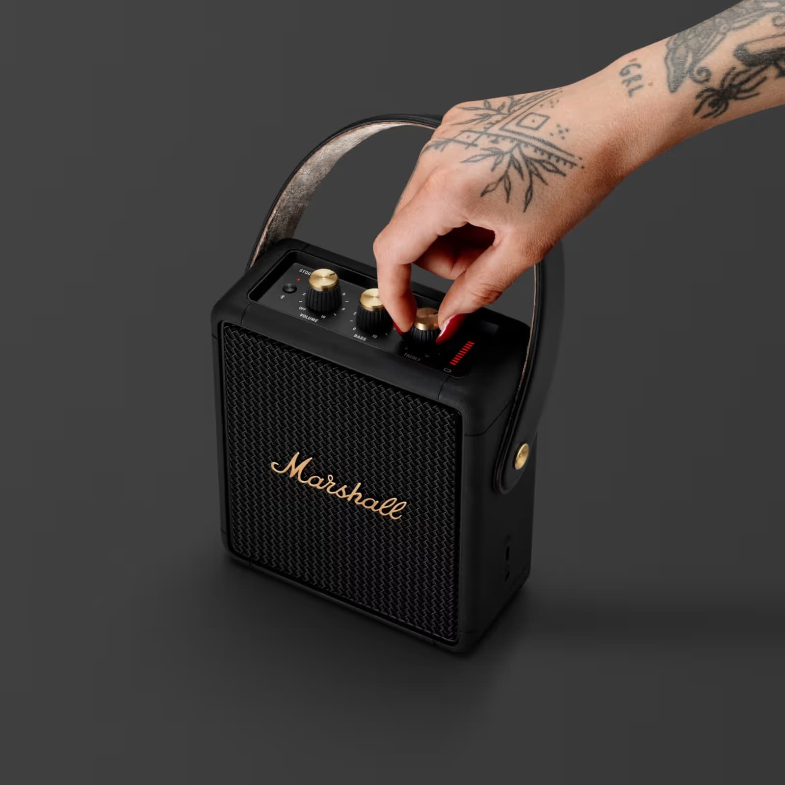 Marshall Stockwell II Portable Bluetooth Speaker, Black/Brass image
