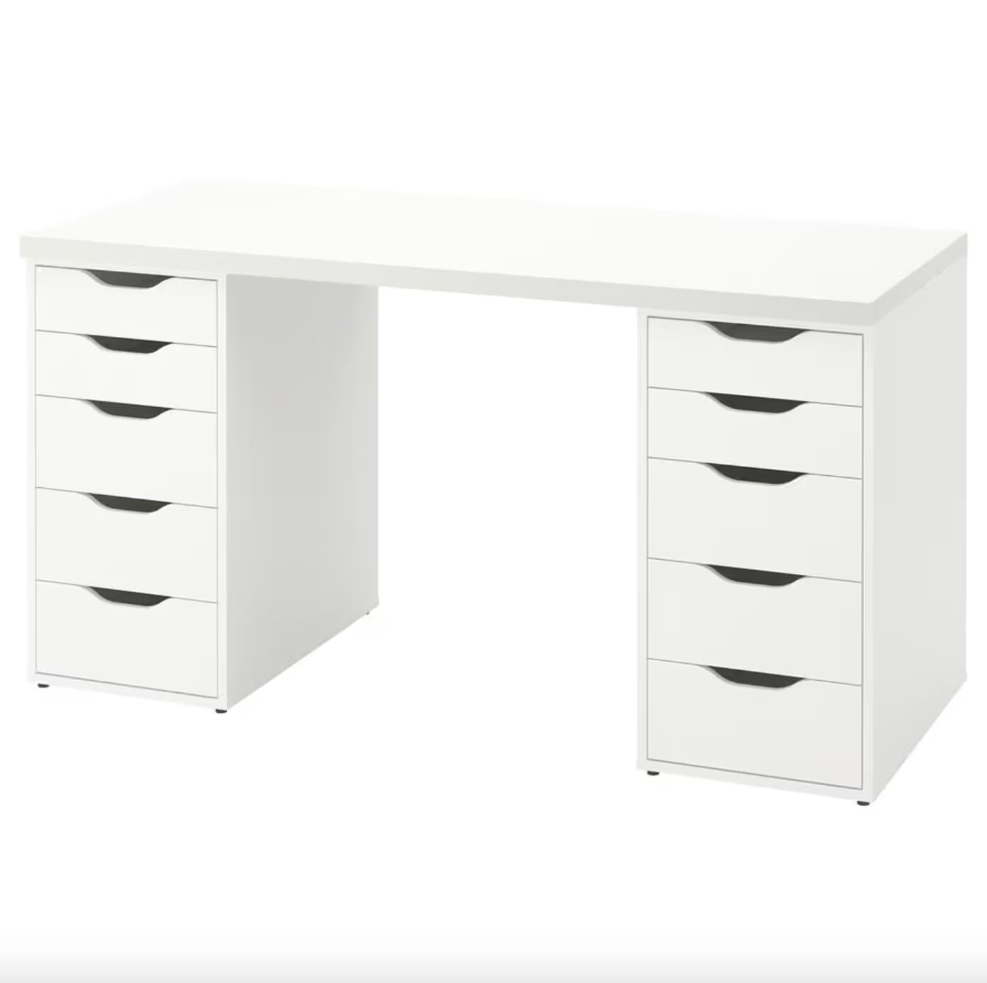 IKEA LAGKAPTEN / 1 ALEX + 2 ADILS, 140×60 cm — Black-brown top / Black-brown ALEX / Black ADILS (S89432171) image