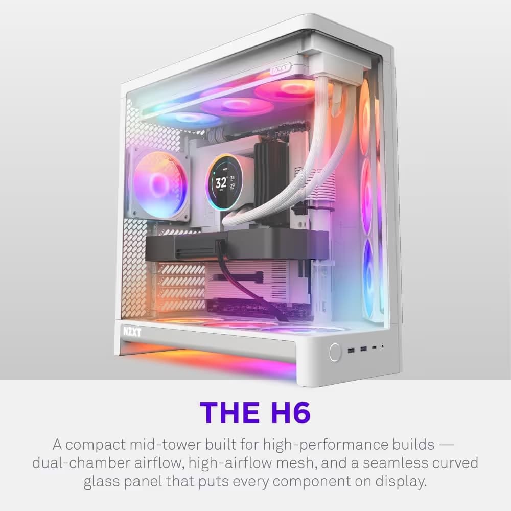 NZXT H6 (2026) ATX Mid Tower White Tempered Glass image