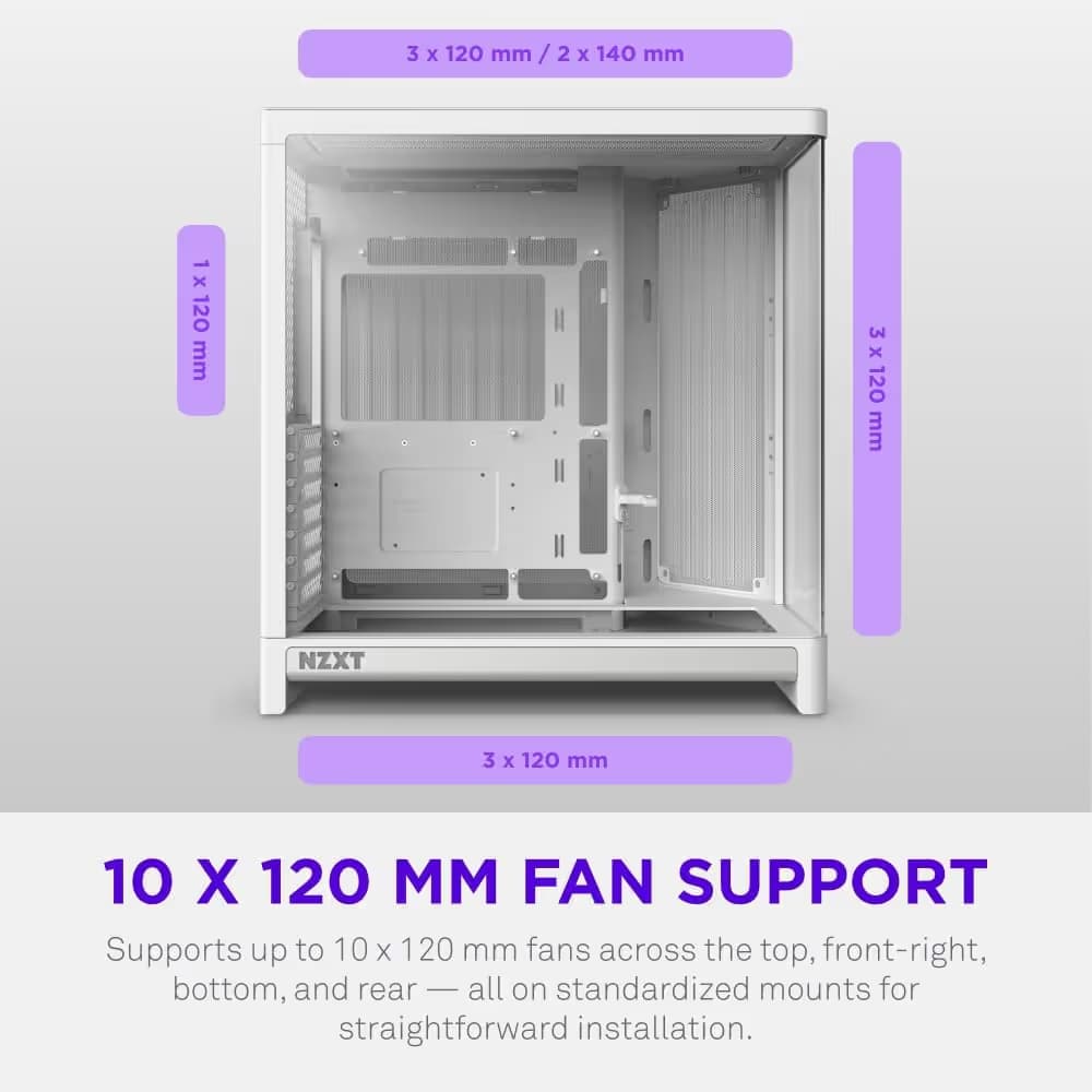 NZXT H6 (2026) ATX Mid Tower White Tempered Glass image