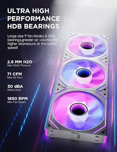 AsiaHorse DAWN Pro Reverse 120mm Daisy Chain PWM Fans (3-Pack) White image