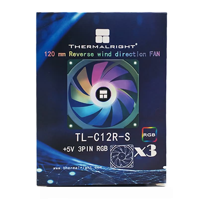 Thermalright TL-C12R-S ARGB X3 120mm ARGB PWM Black (Reverse) Pack of 3 image
