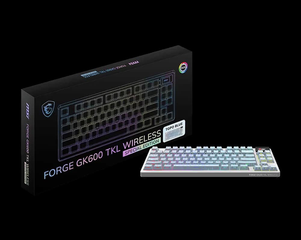 MSI FORGE GK600 TKL TOPO Blue Wireless Gaming Keyboard image