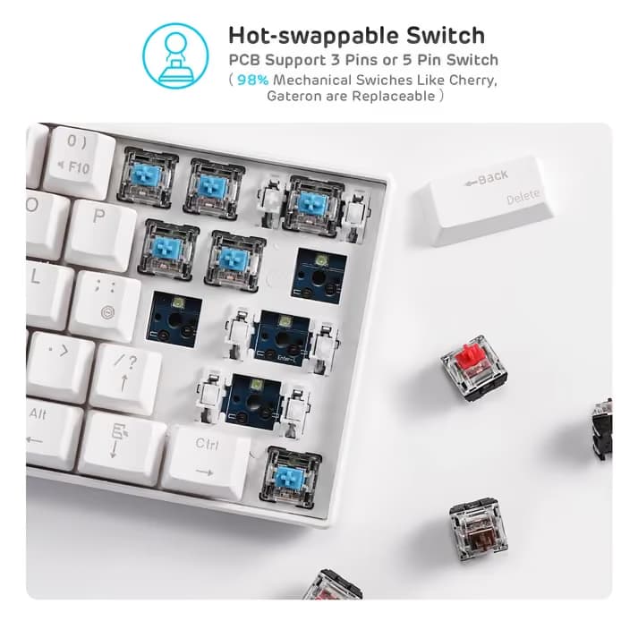 Royal Kludge RK61 White - Blue Switch image