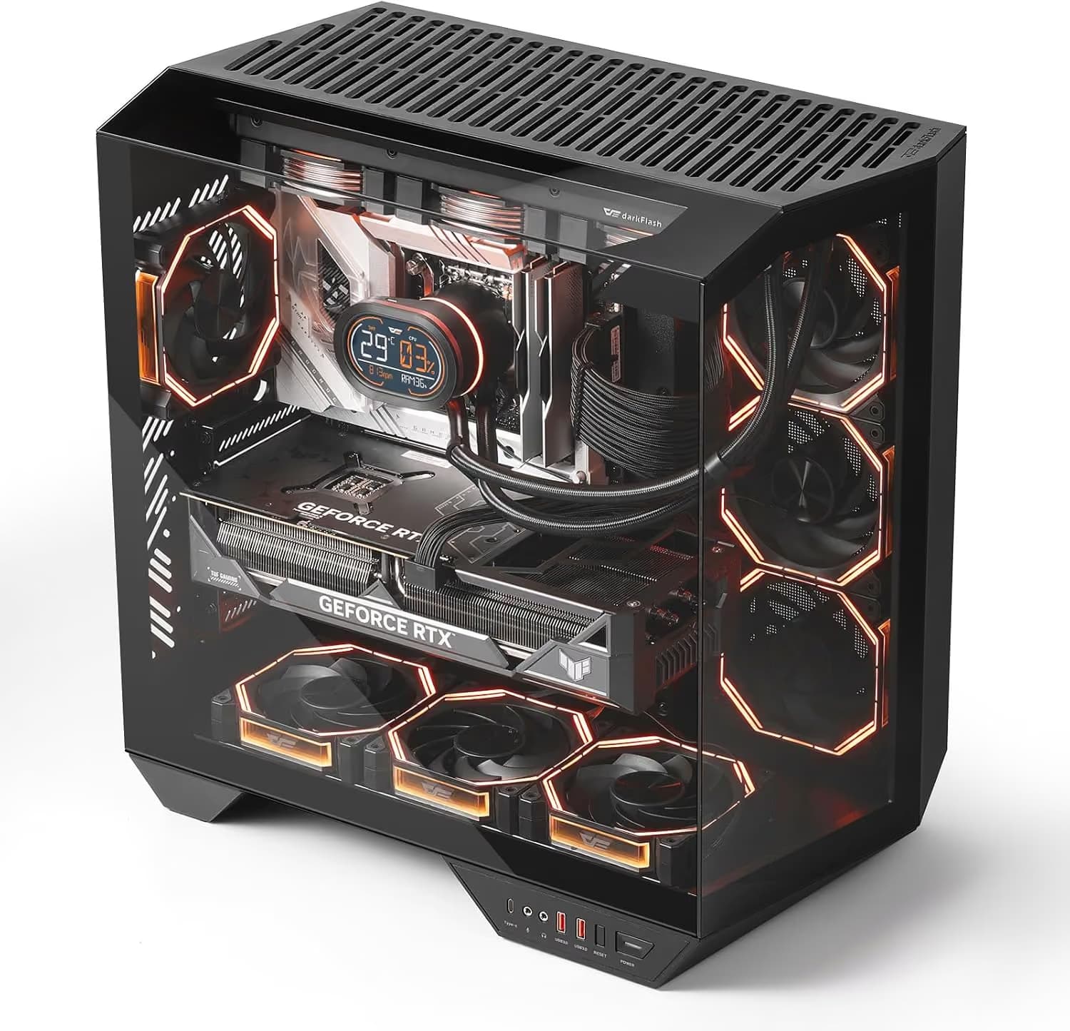 darkFlash DY470 ATX Mid Tower Black with Tempered Glass Side Panel (4 PWM ARGB Fans) image