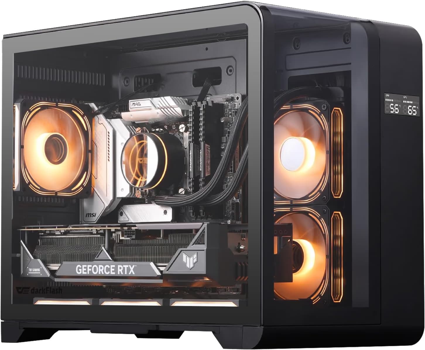darkFlash L280M MATX Gaming PC Case with Screen, Curved Full View Dual, 3 PWM ARGB Fans image