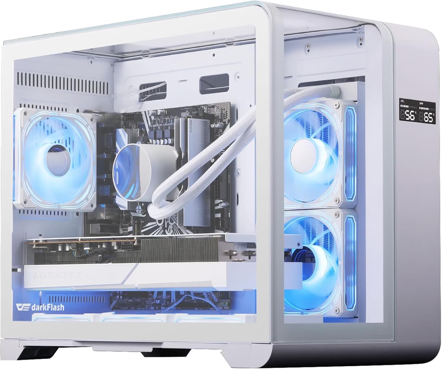 darkFlash L280M MATX Gaming PC Case with Screen, Curved Full View Dual, 3 PWM ARGB Fans main image