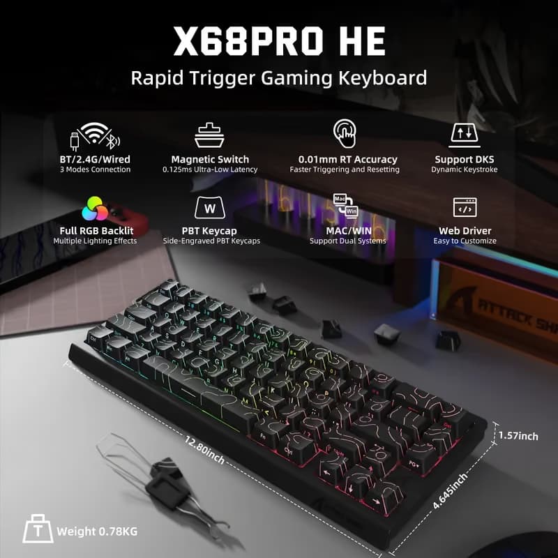 Attack Shark X68 PRO HE Black image