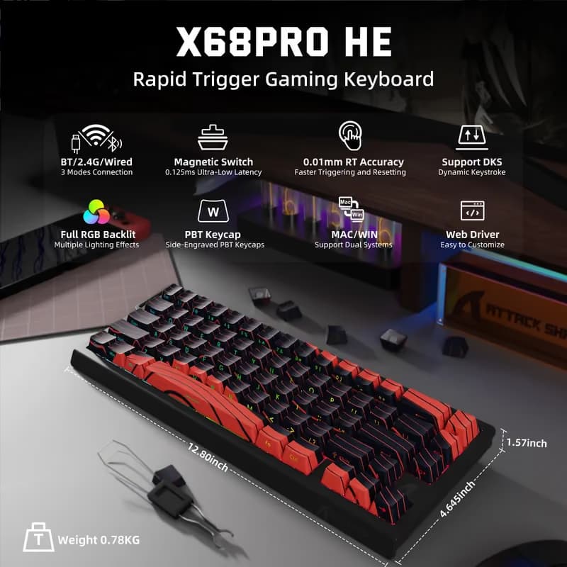 Attack Shark X68 PRO HE Red image