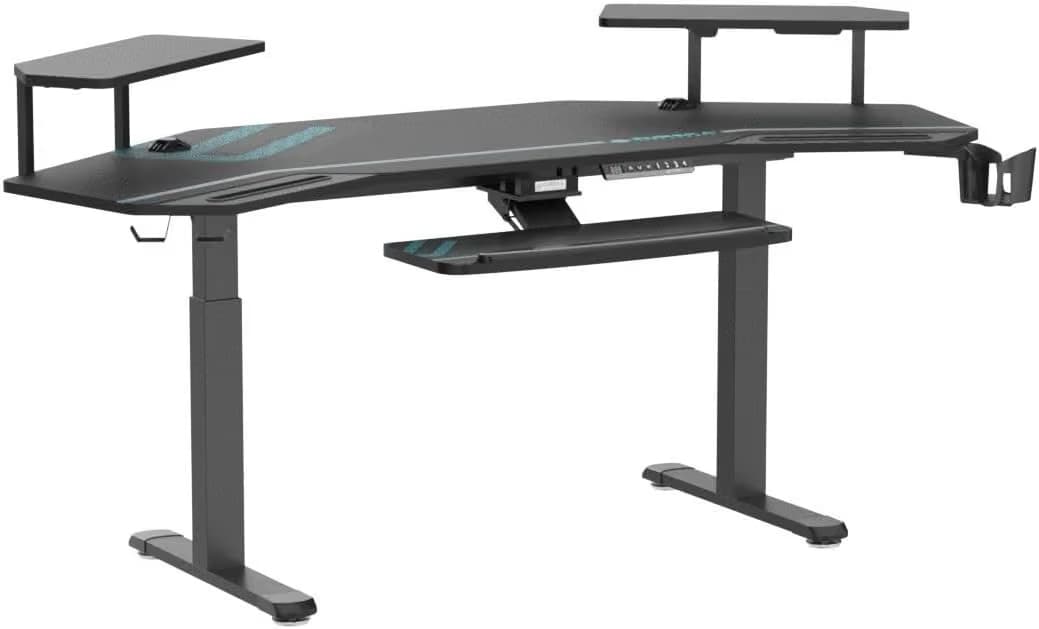 Eureka Ergonomic Aero Pro Wing-Shaped Standing Desk 72" Black — With Accessories Set image