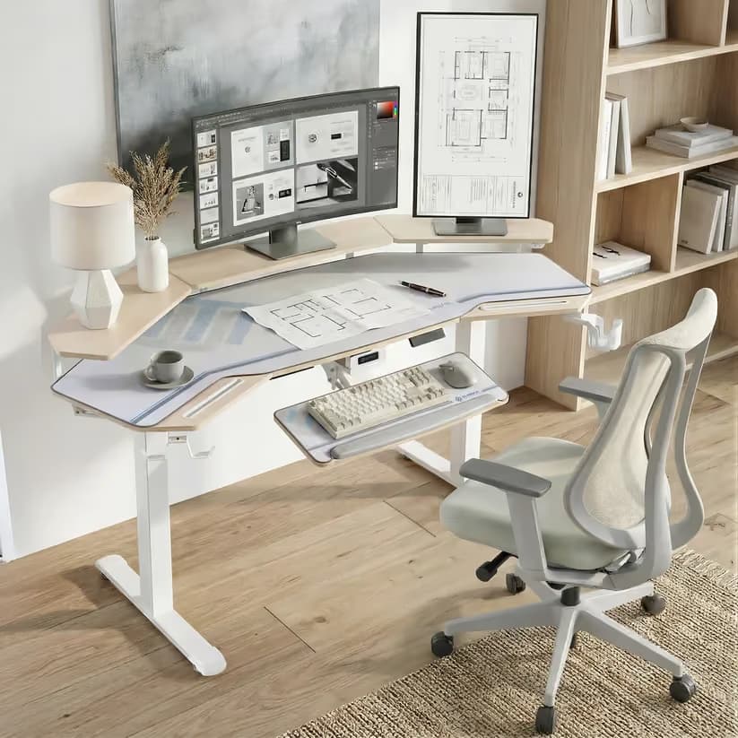 Eureka Ergonomic Aero Pro Wing-Shaped Standing Desk 72" Maple — With Accessories Set main image
