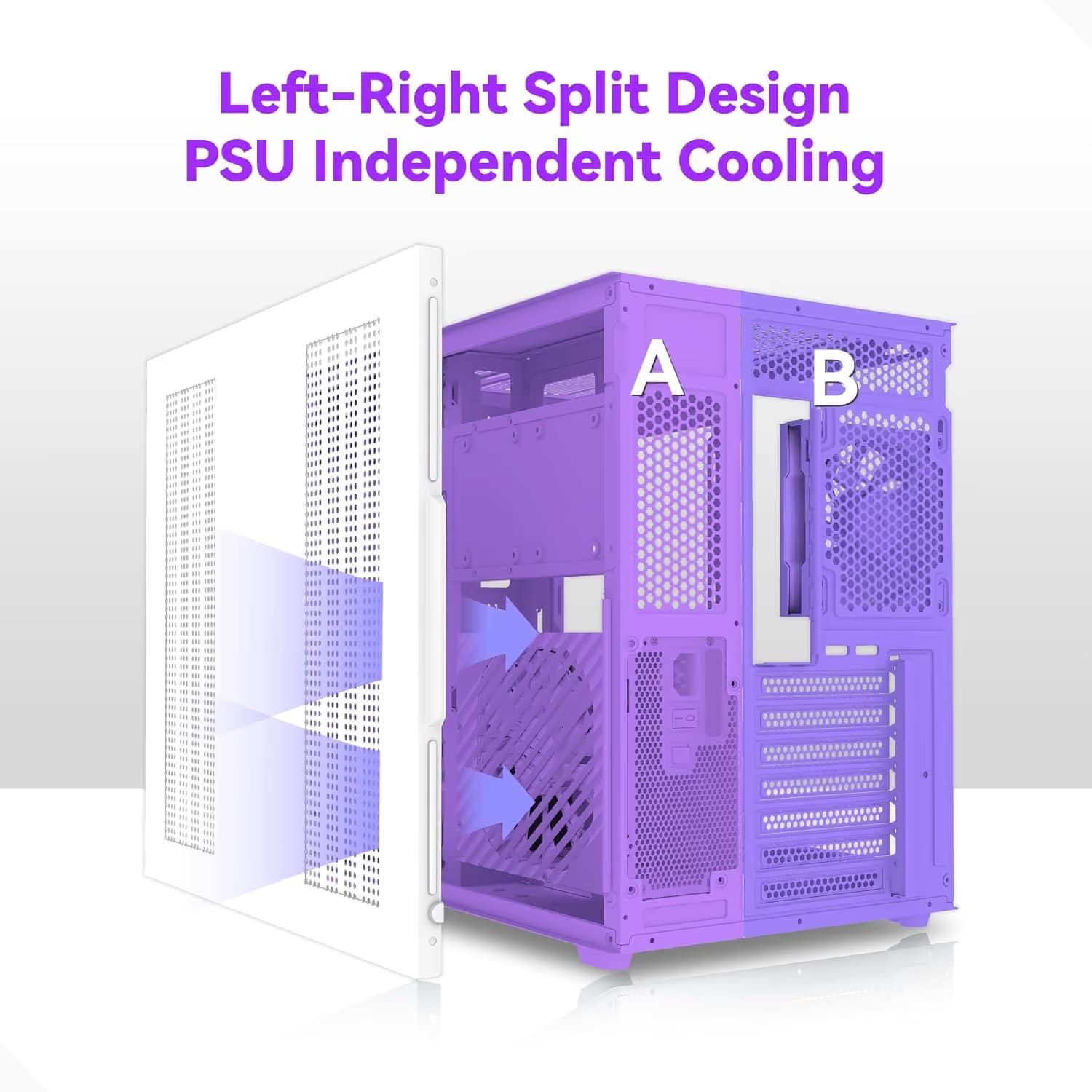 MUSETEX Y6 PC Case, Pre-Installed 7 Infinity Mirror PWM ARGB Fans, ATX Mid Tower Computer Case, Gaming PC Case image
