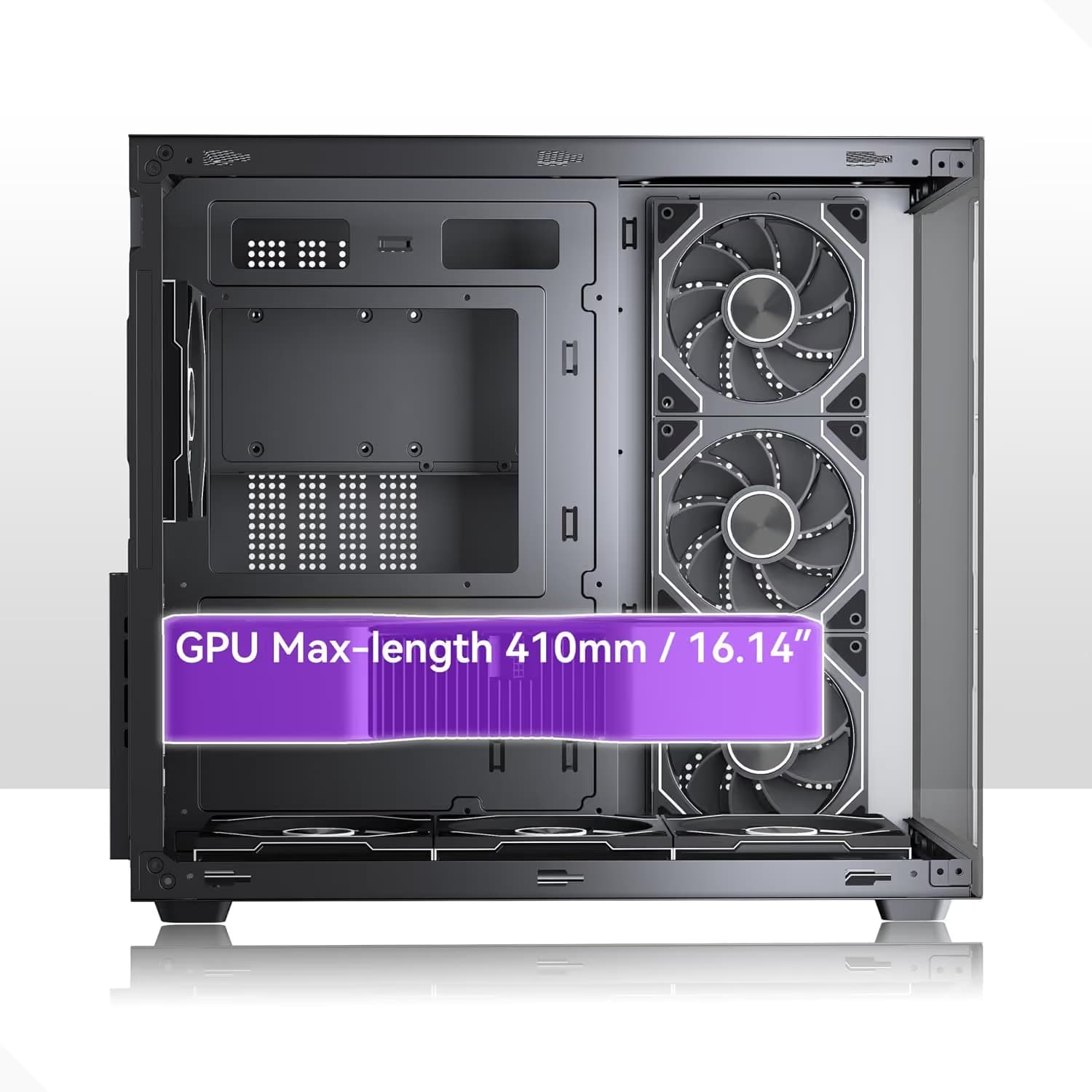 MUSETEX Y6 PC Case, Pre-Installed 7 Infinity Mirror PWM ARGB Fans, ATX Mid Tower Computer Case, Gaming PC Case Black image