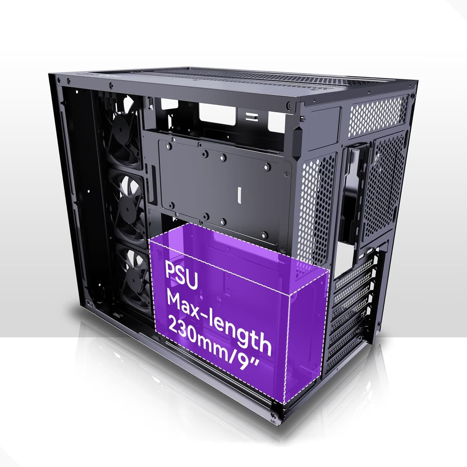 MUSETEX Y6 PC Case, Pre-Installed 7 Infinity Mirror PWM ARGB Fans, ATX Mid Tower Computer Case, Gaming PC Case Black image