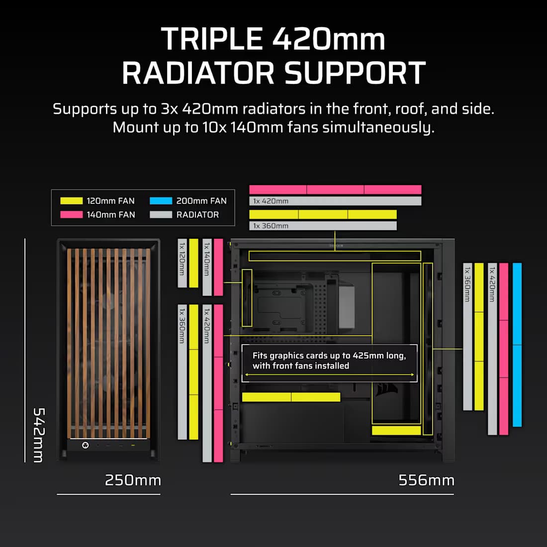 Corsair FRAME 5000D WOOD RS Modular Mid-Tower PC Case - Black / Walnut image