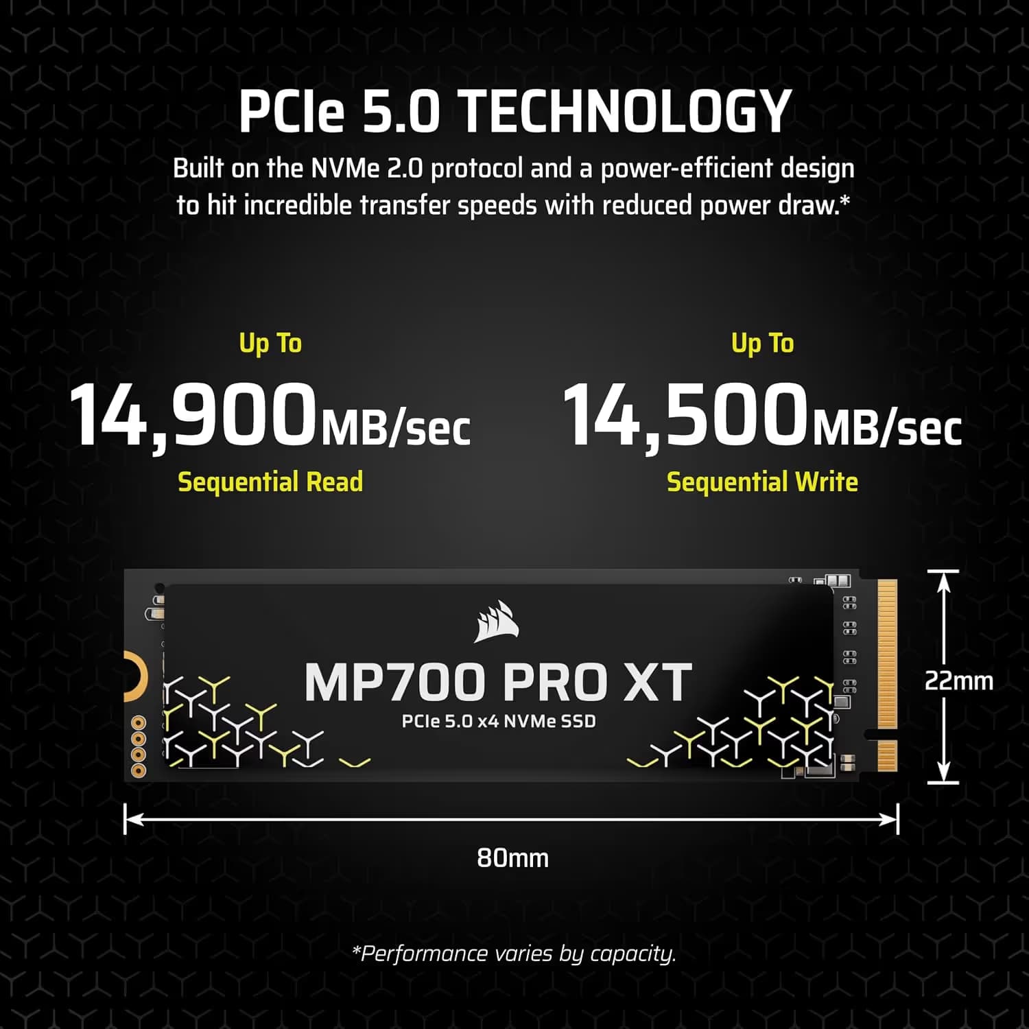 Corsair MP700 PRO XT 4TB PCIe 5.0 x4 NVMe M.2 SSD image
