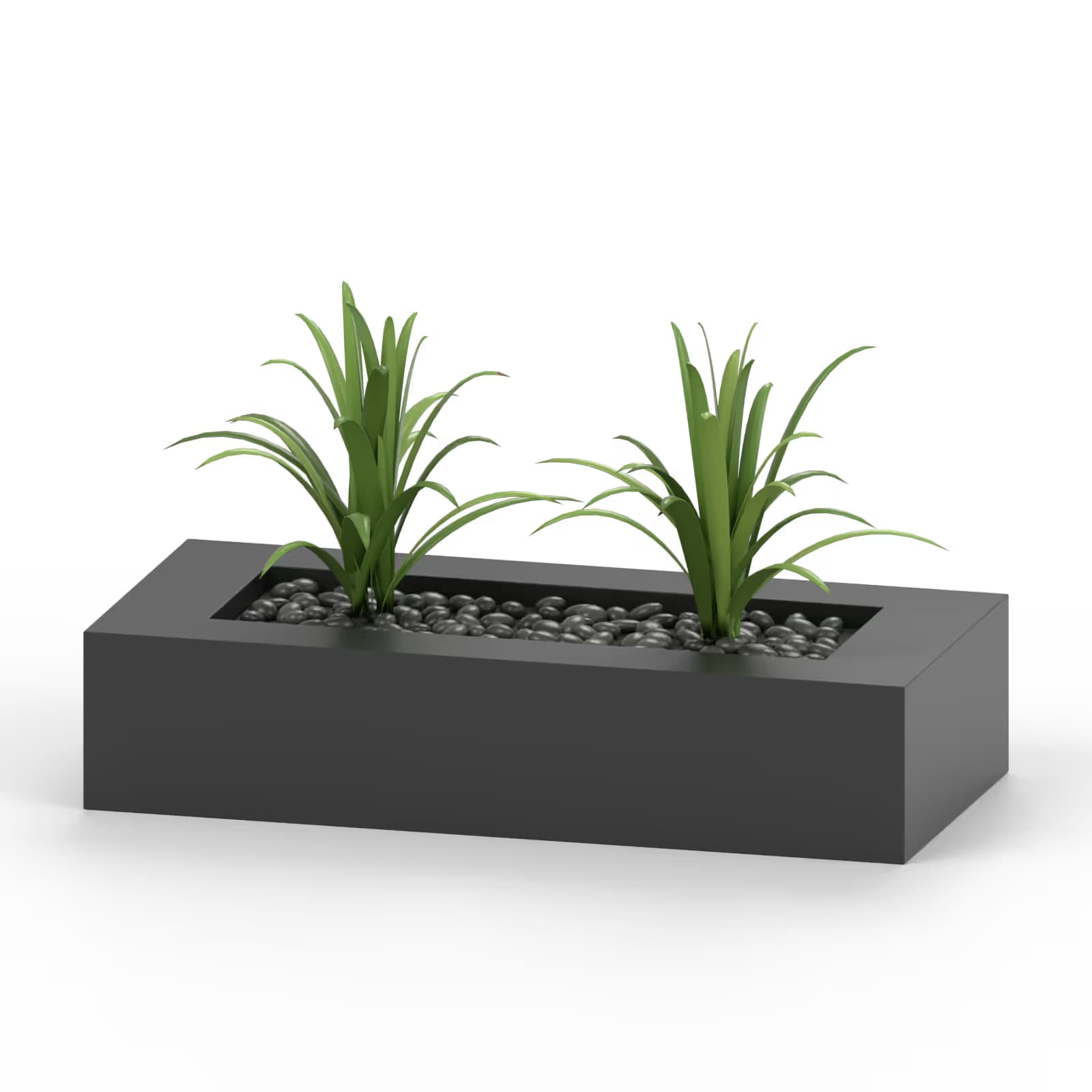 MyGift Artificial Green Grass in Rectangular Black Wood Pot — Black, 9.3 inch image