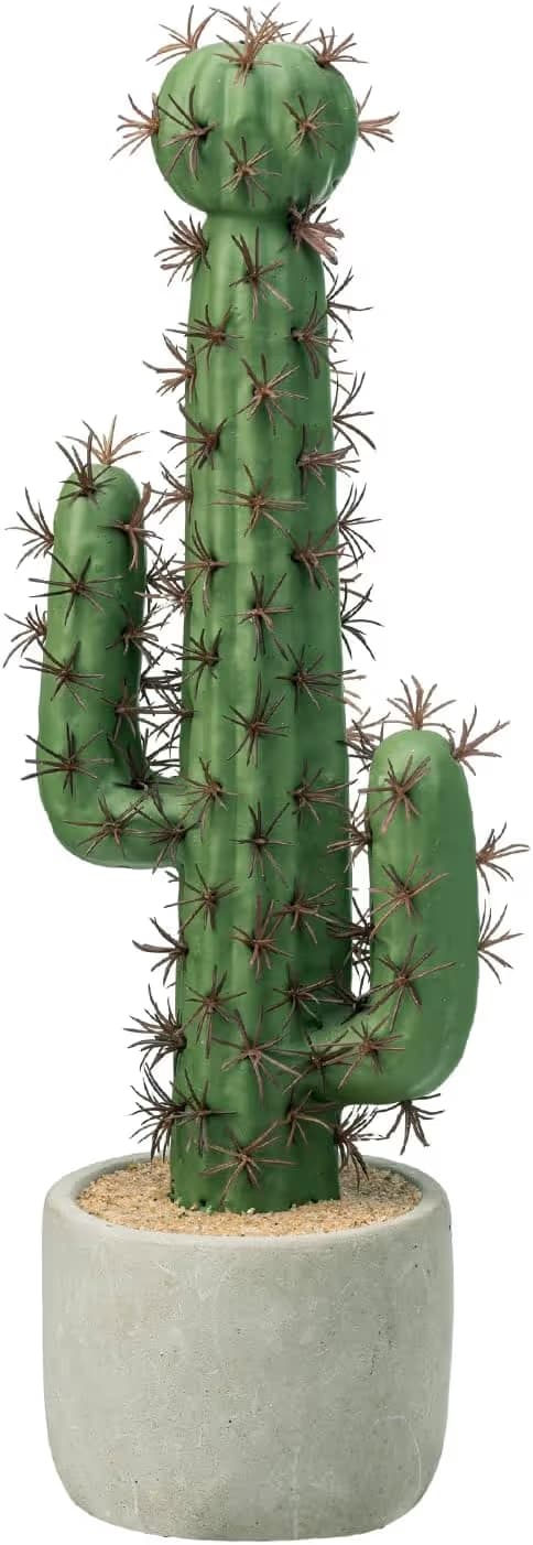 MyGift Faux Saguaro Cactus in Gray Cement Planter — 16 inch image