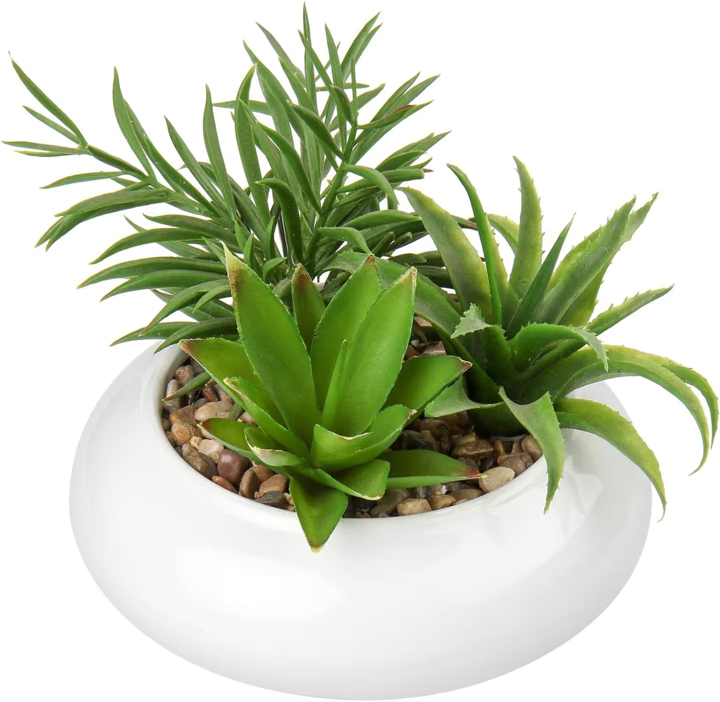 Hollyone Large Artificial Succulents in White Ceramic Pot — 1 pack image
