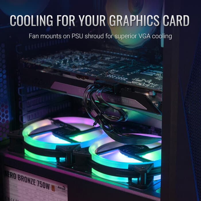 Aerocool Falcon V2 ATX Mid Tower Black with Tempered Glass Side Panel and Front Panel USB 3.2 Gen 1 Type-A and USB 2.0 Type-A image