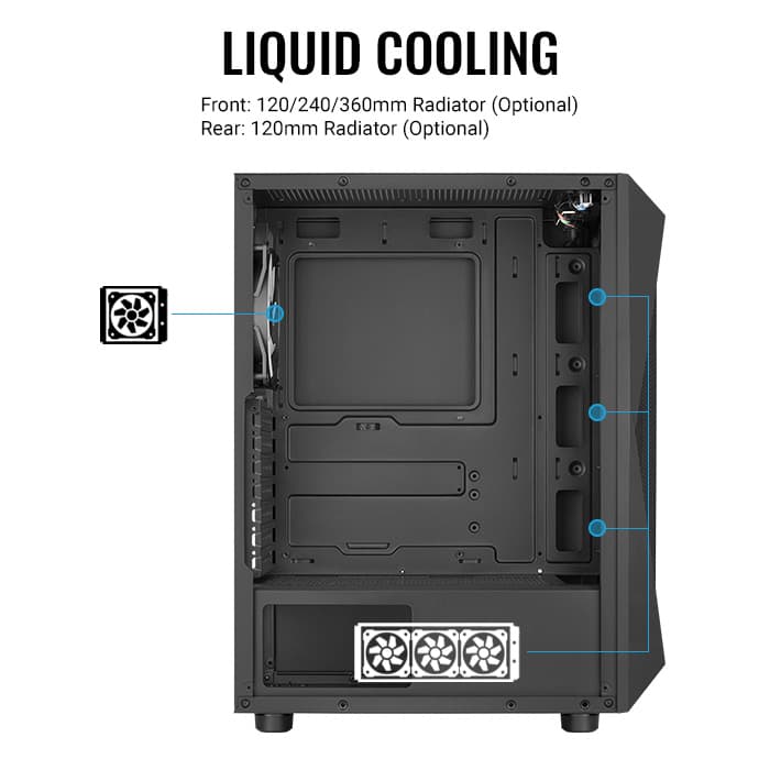 Aerocool Falcon V2 ATX Mid Tower Black with Tempered Glass Side Panel and Front Panel USB 3.2 Gen 1 Type-A and USB 2.0 Type-A image