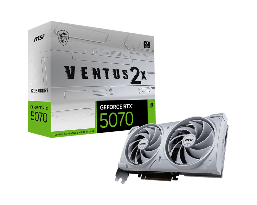 MSI VENTUS 2X GeForce RTX 5070 12GB GDDR7 White main image
