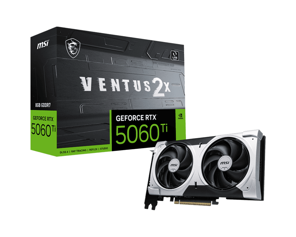 MSI VENTUS 2X PLUS GeForce RTX 5060 Ti 8GB GDDR7 Black / Gray image