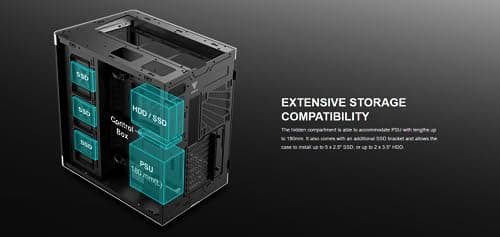 GAMDIAS NESO P1 ATX Full Tower Black / White Tempered Glass Side Panel, USB 3.2 Gen 2 Type-C, USB 3.2 Gen 1 Type-A image