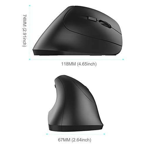 Nulaxy 2.4G Wireless Vertical Ergonomic Mouse, 800 / 1200 /1600 DPI, 6 Buttons for Computer, Laptop, PC, Desktop, Macbook - Black image